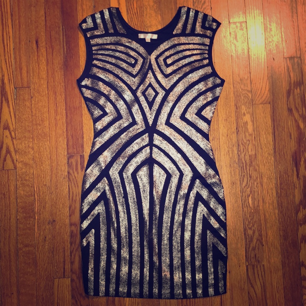Black & silver sequenced bodycon dress